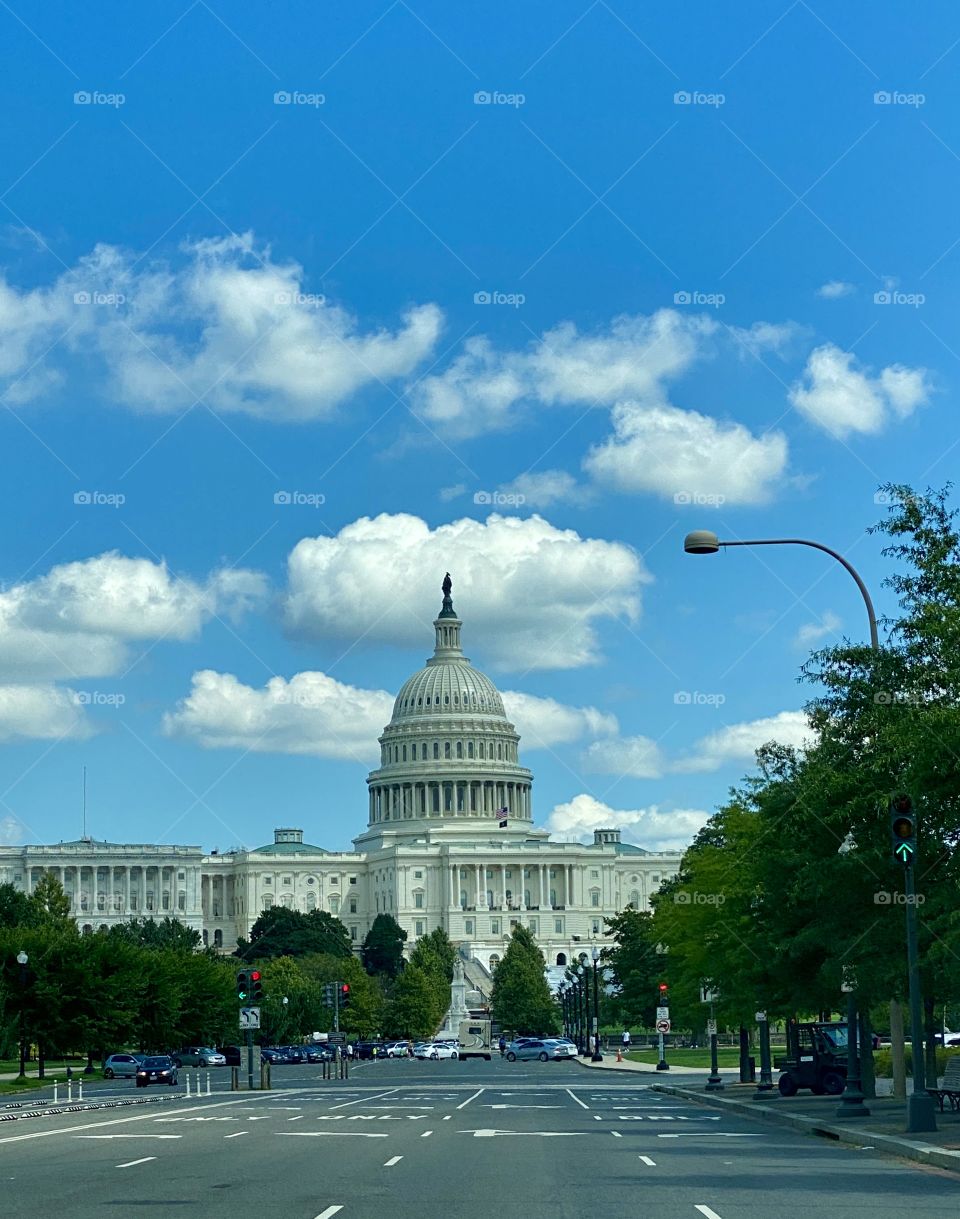 The United States Capital underneath the clouds 