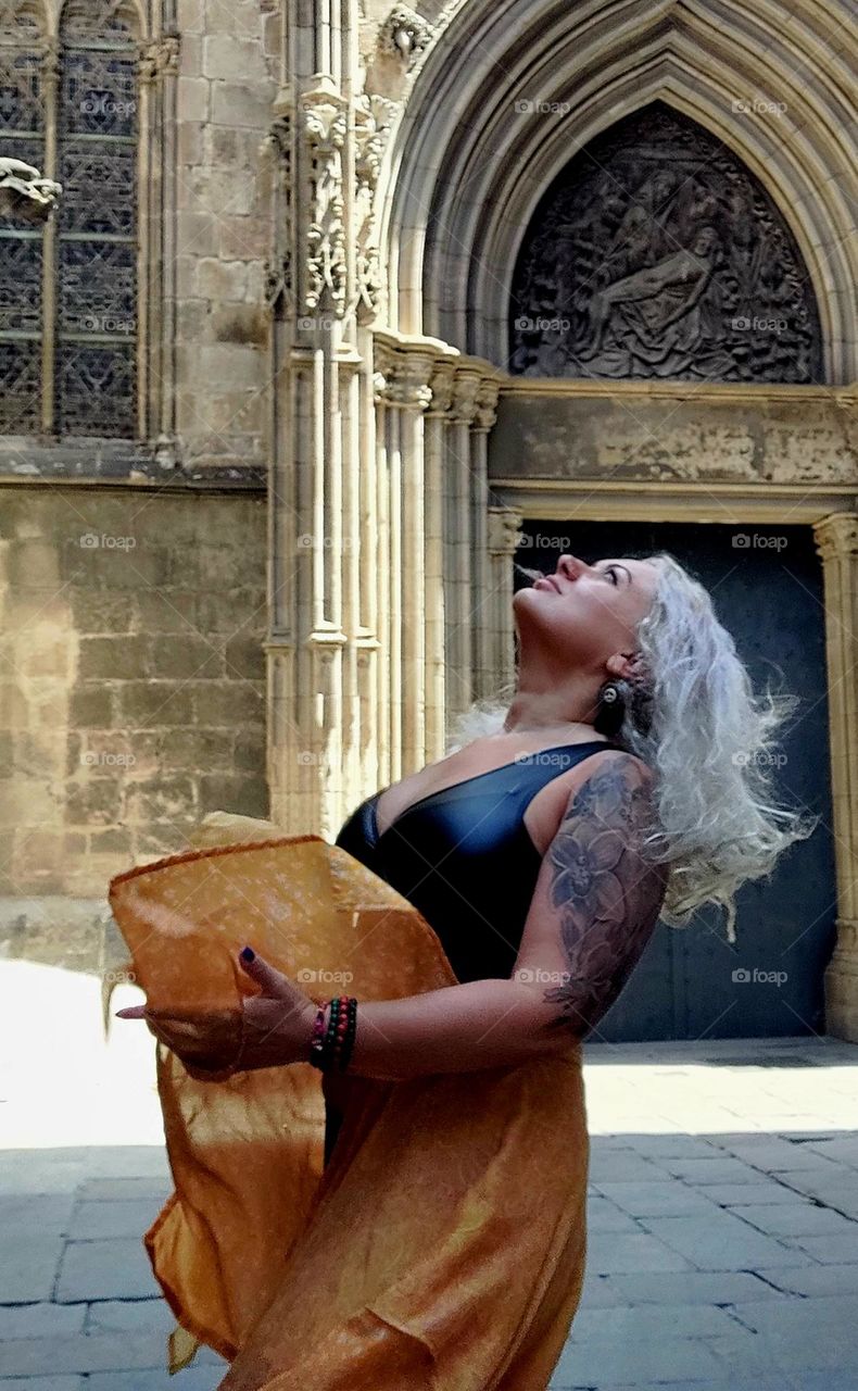 Beautiful art photo of a woman looking up