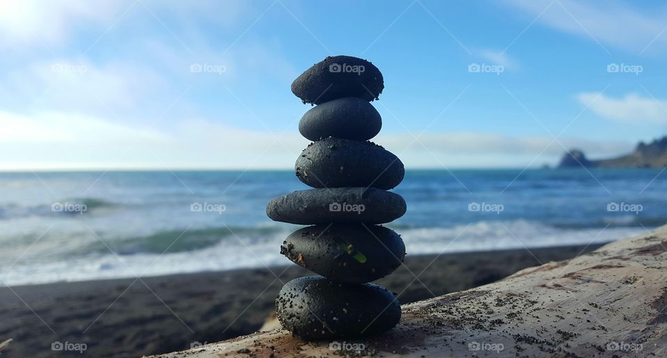 Pebble stack on the seaside
