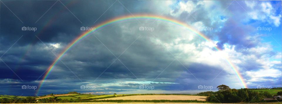 wide angle shot of rainbow ...