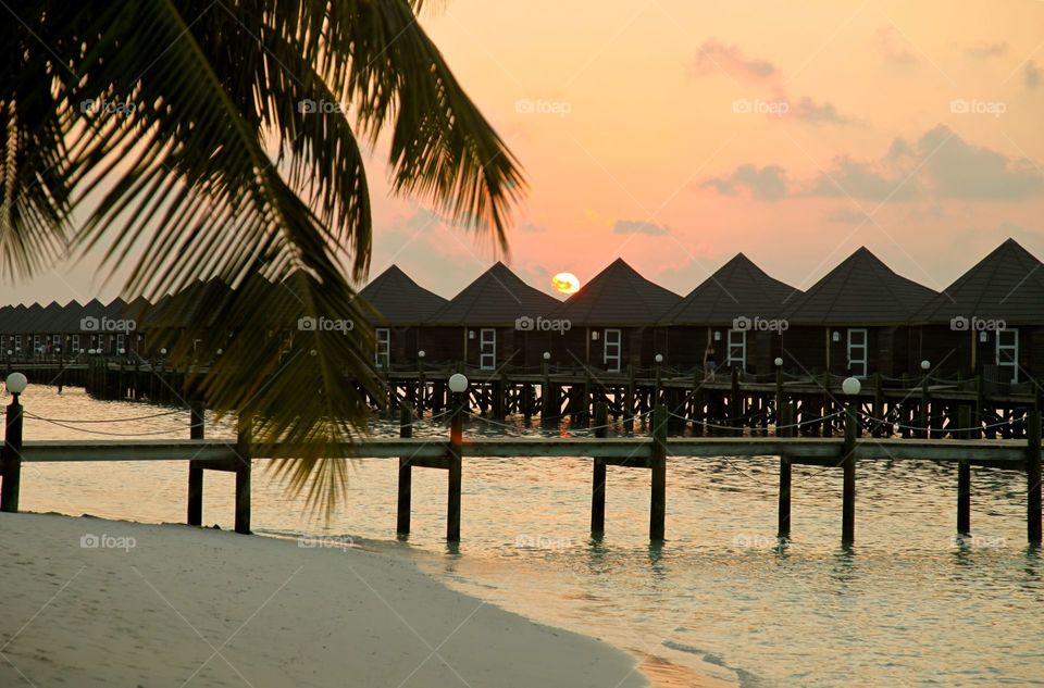 Bungalows in The Maldives. 