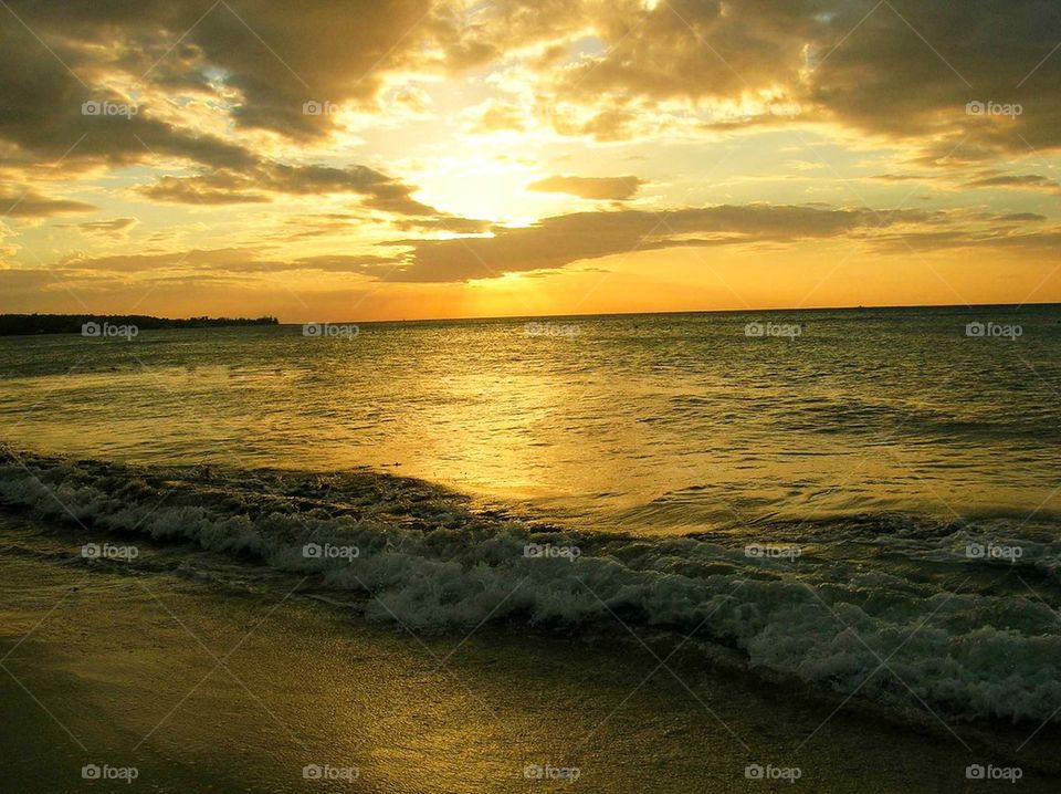 Scenic view of beach during sunset