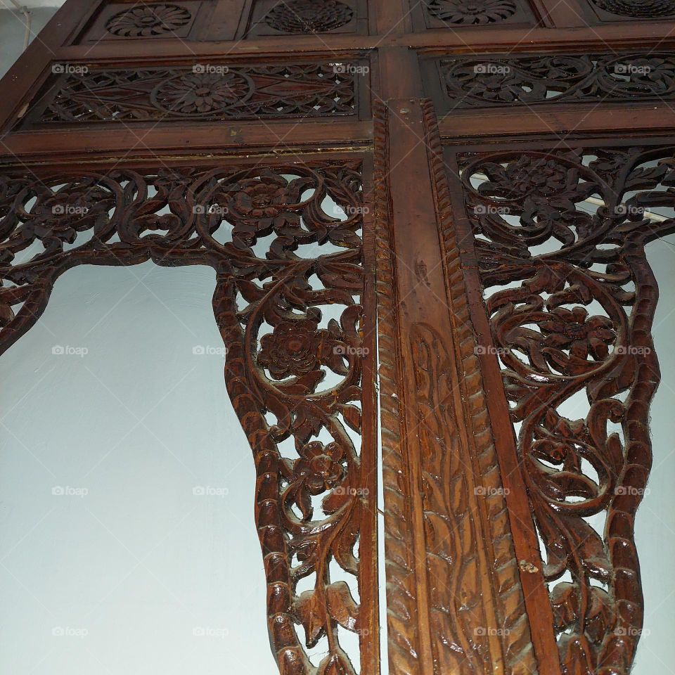 Indonesian Central Java Ethnic Wood Carving which is commonly used for doors and home decorations