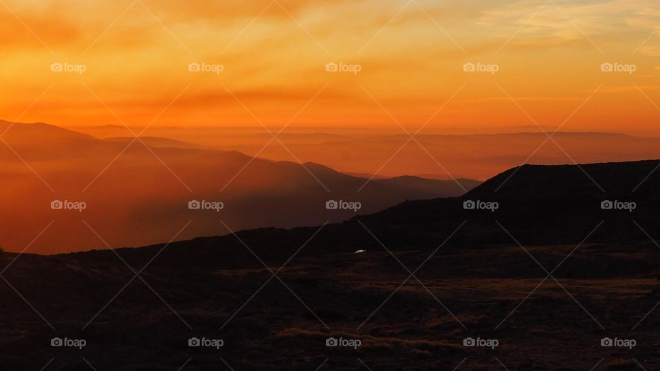 sunset on the mountains