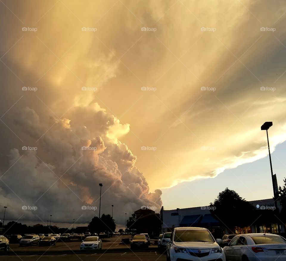 Kansas storm rolling in during sunset