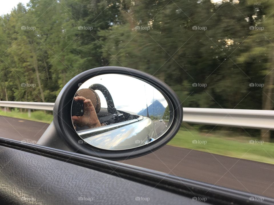 Focus on car mirror