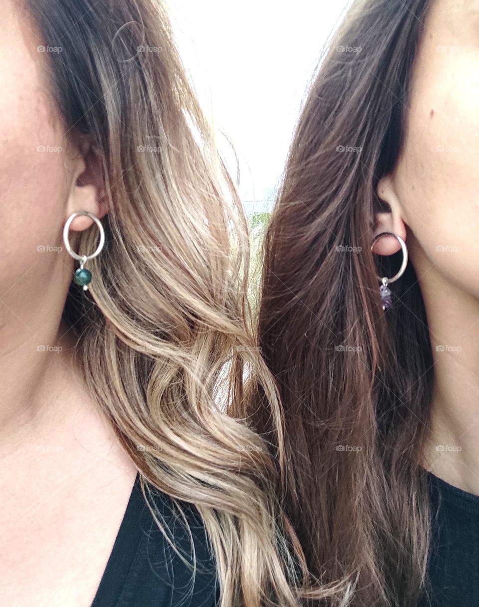 Handmade silver earrings and semi precious stones.