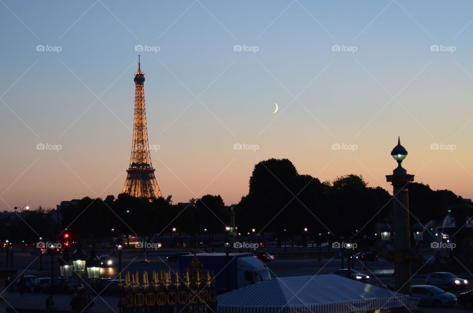 Sun setting over Paris