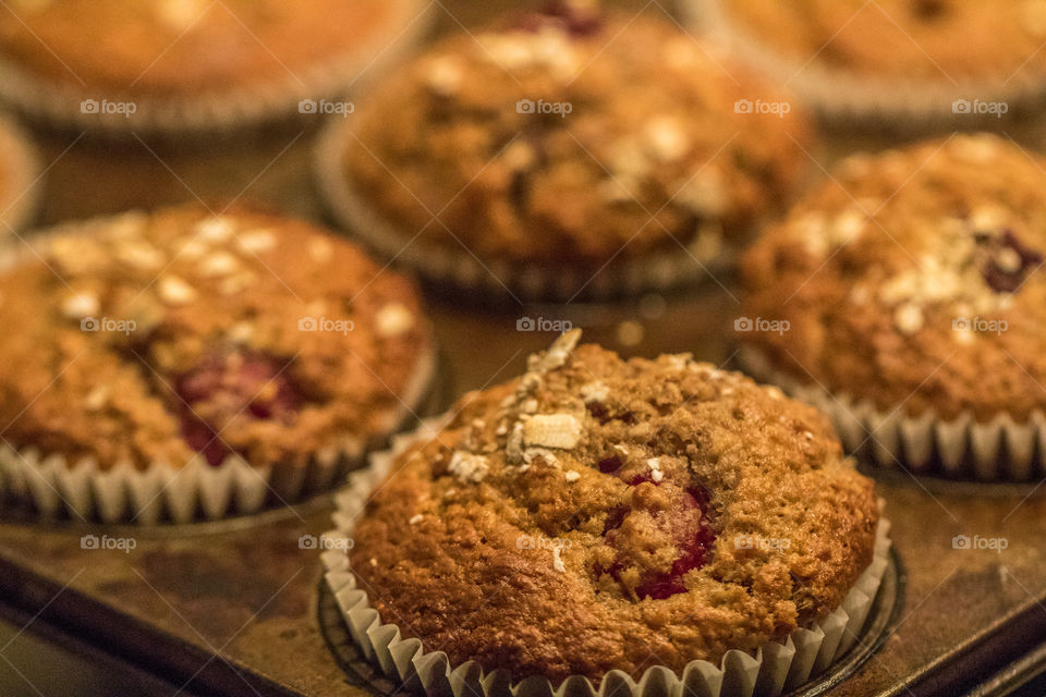 Homemade raspberry oatmeal muffins