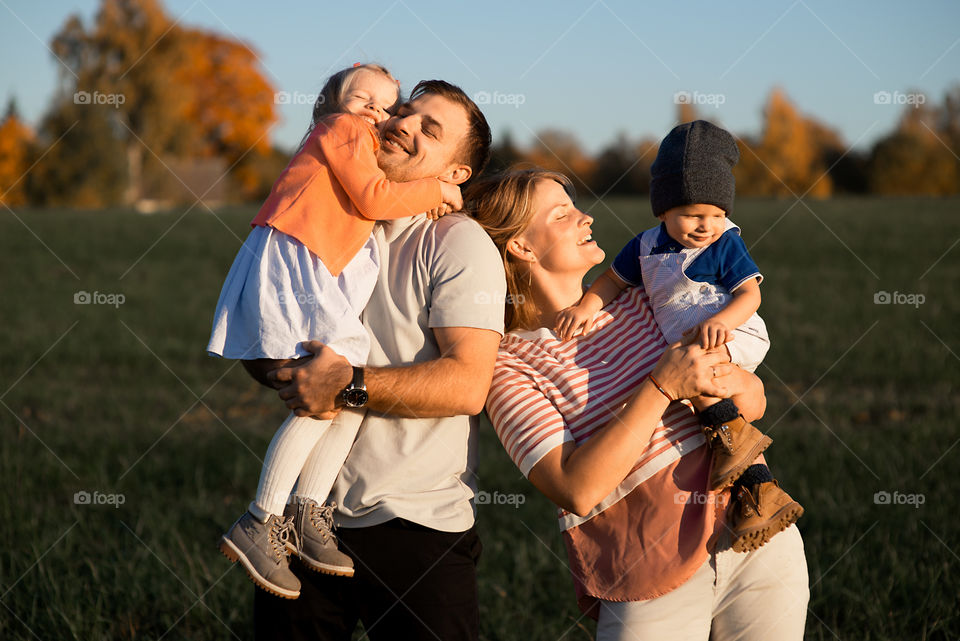 Happy family having fun outdoor