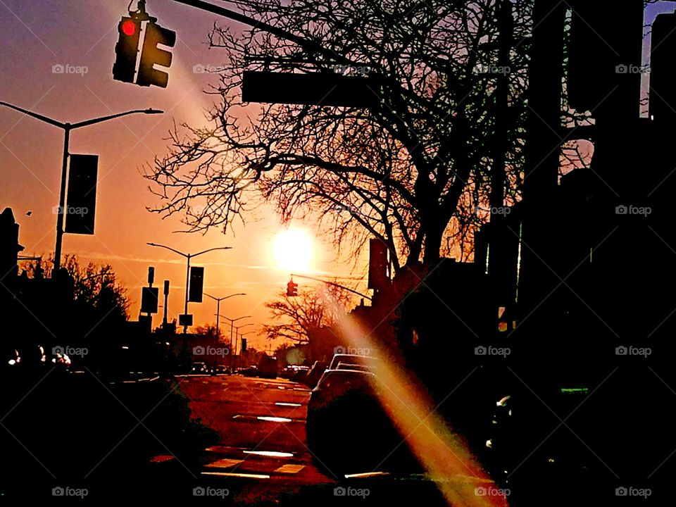 Street, Light, City, Sunset, Road