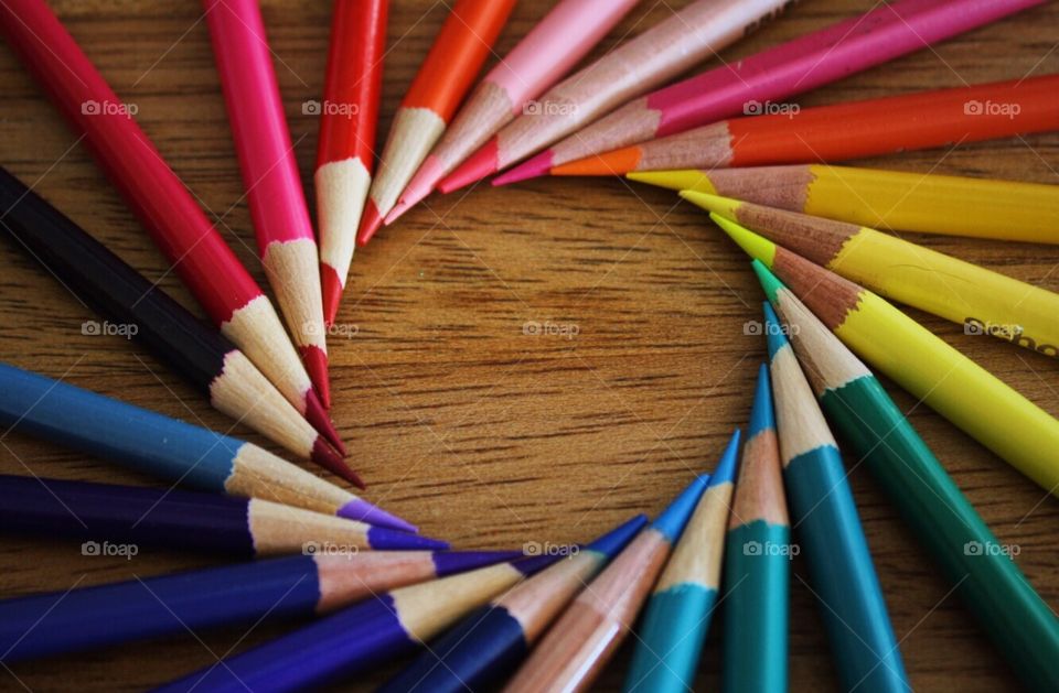 Circle made with colored pencils