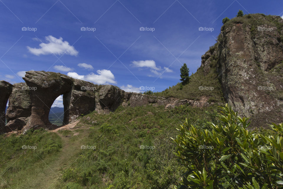 Holed stone in Urubici Santa Catarina Brazil - Morro do Campestre.