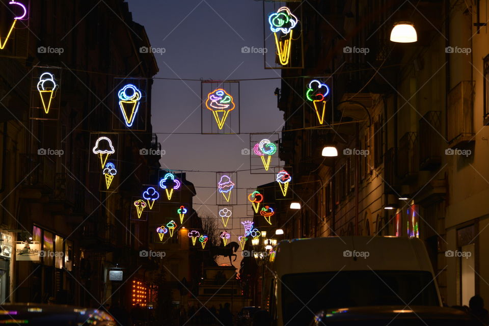 Turin, art night lights