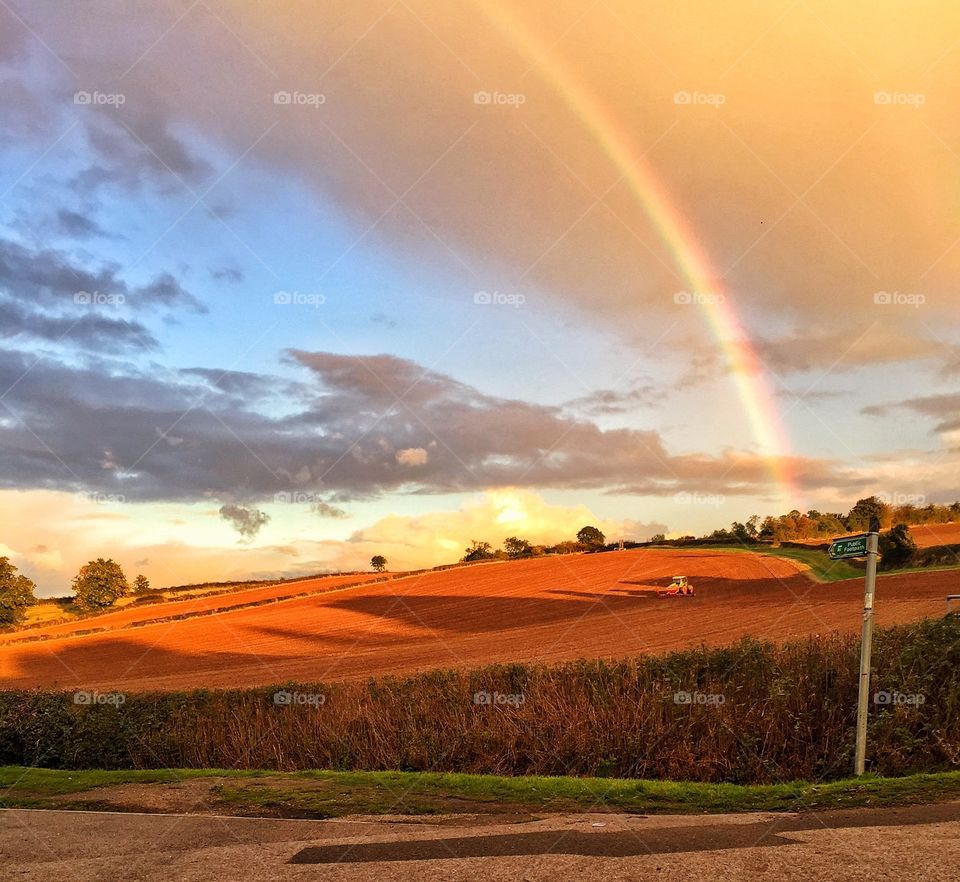 Rainbow over the countryside 