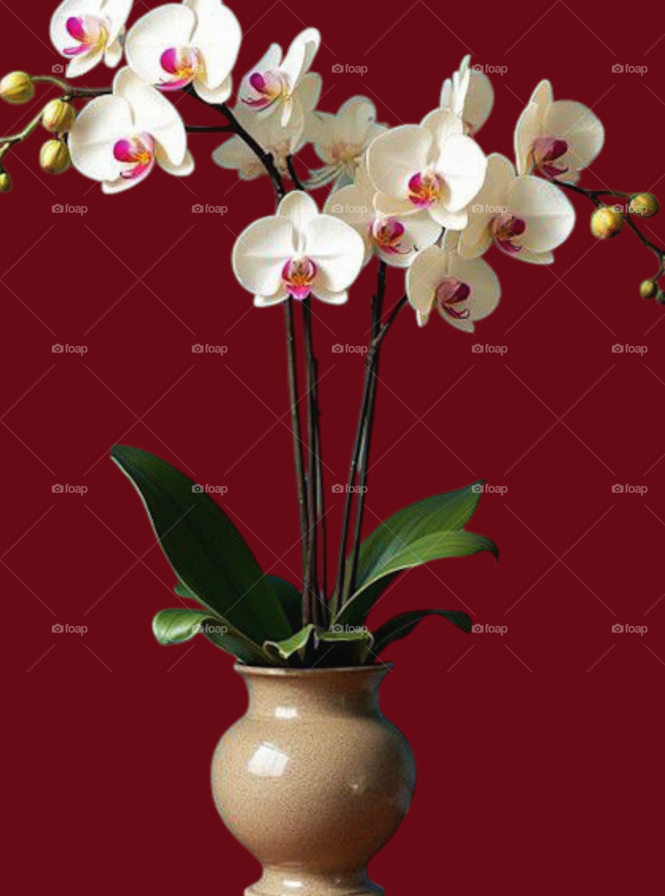 A beautiful  pot with orchids