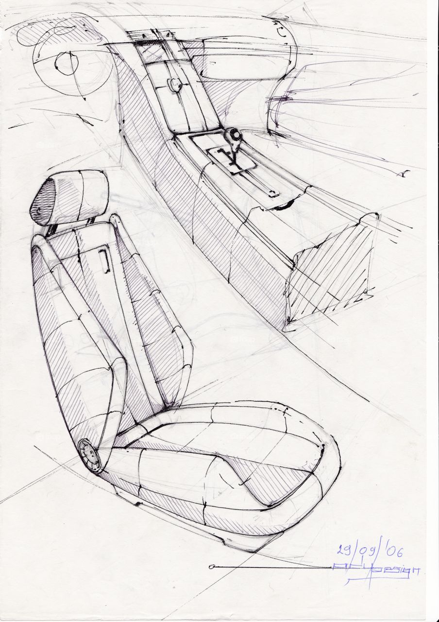 concept sketche of car seat