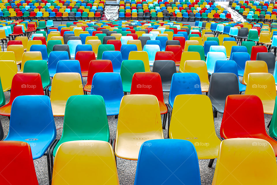 Colorful open air cinema seats