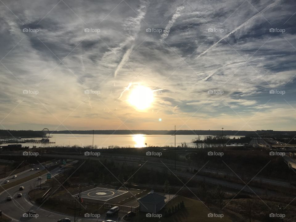 Sunset on Potomac. National harbor 