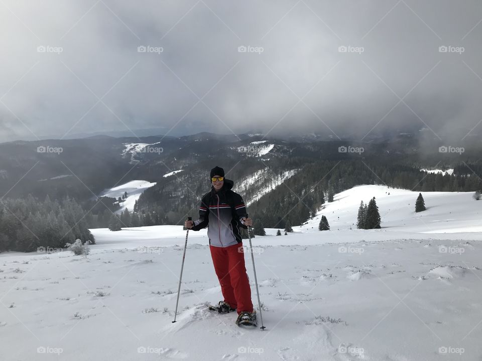 Tennager Is Snow hiking