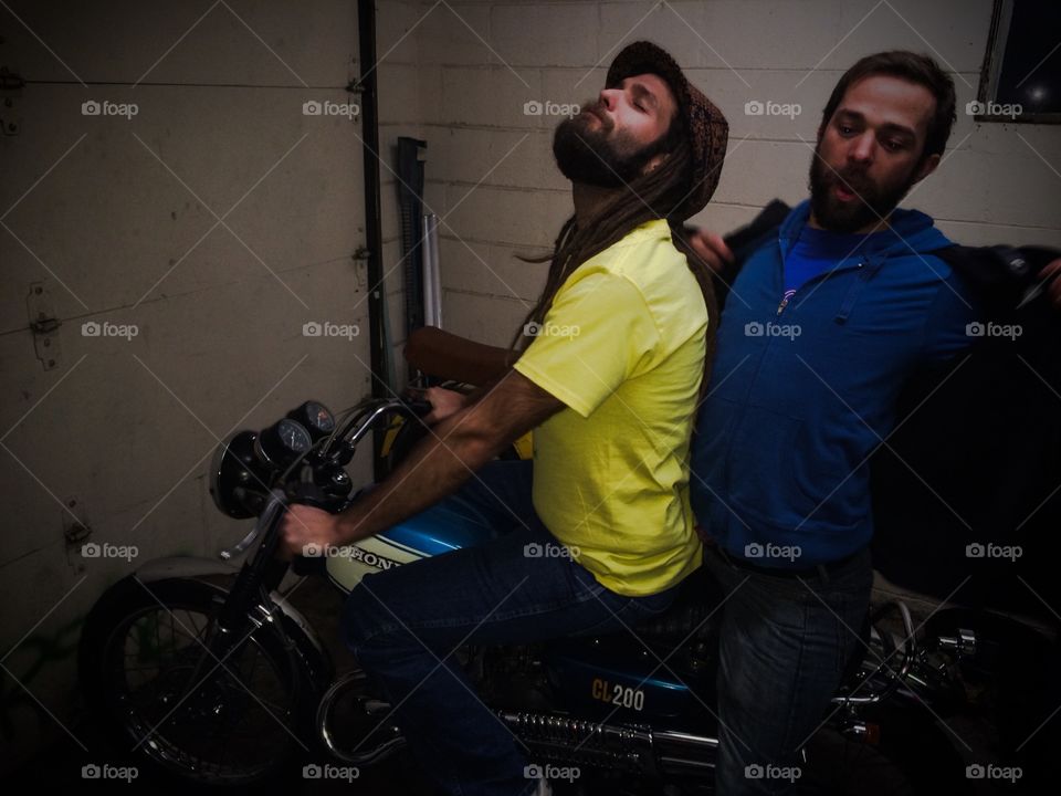 Losers. Silly drunks having fun on motorcycle