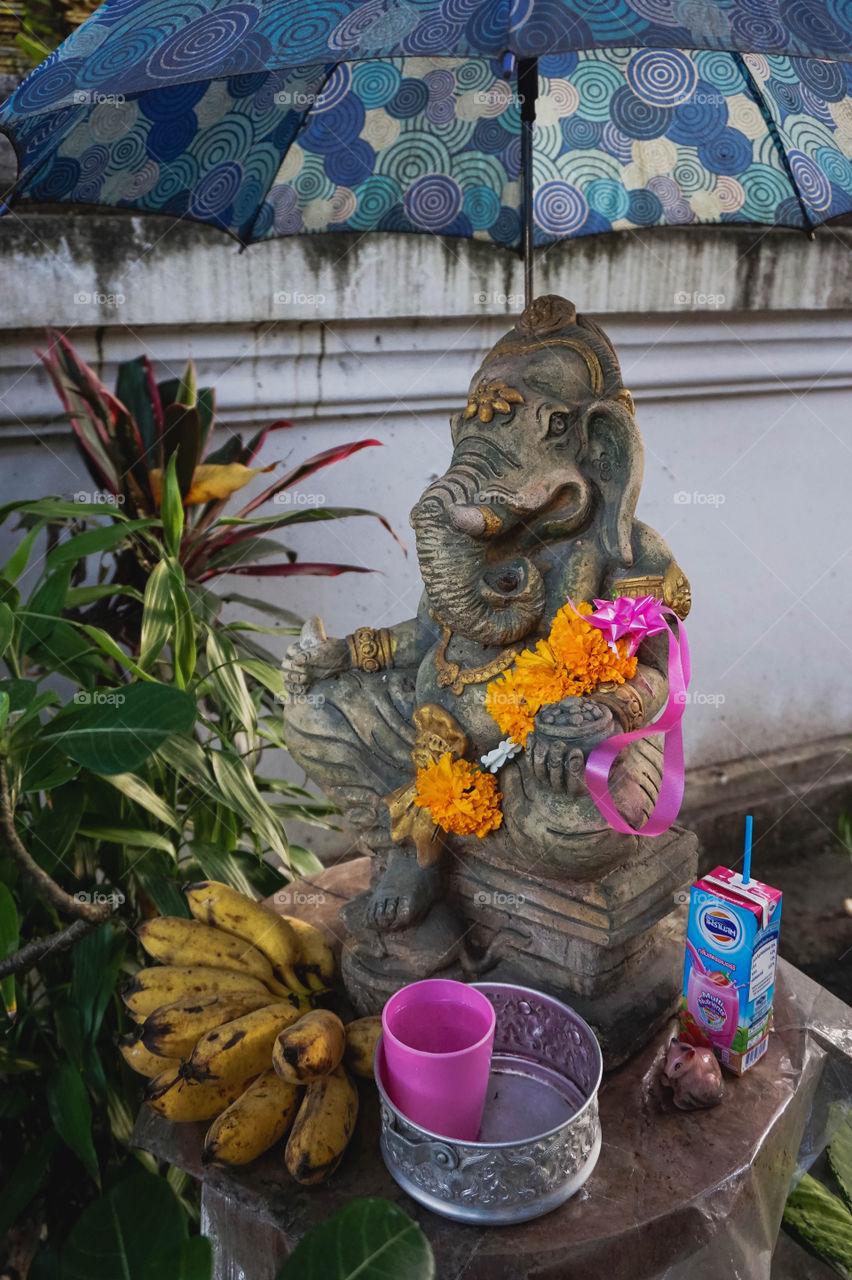 Tiny Ganesh shrine spotted in Chiang Mai, Thailand 