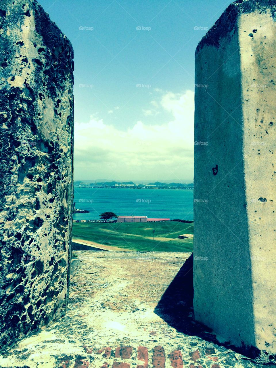 View. When looking between the crenellations of El Morro, the lovely San Juan harbor is a sight to see.