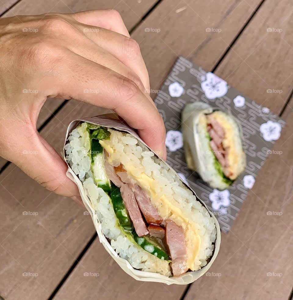 Wafuyo smoked duck onigirazu 