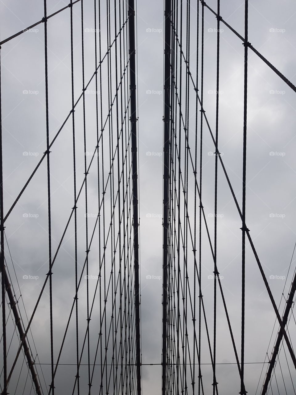 Perfect symmetry on the Brooklyn Bridge in New York.
