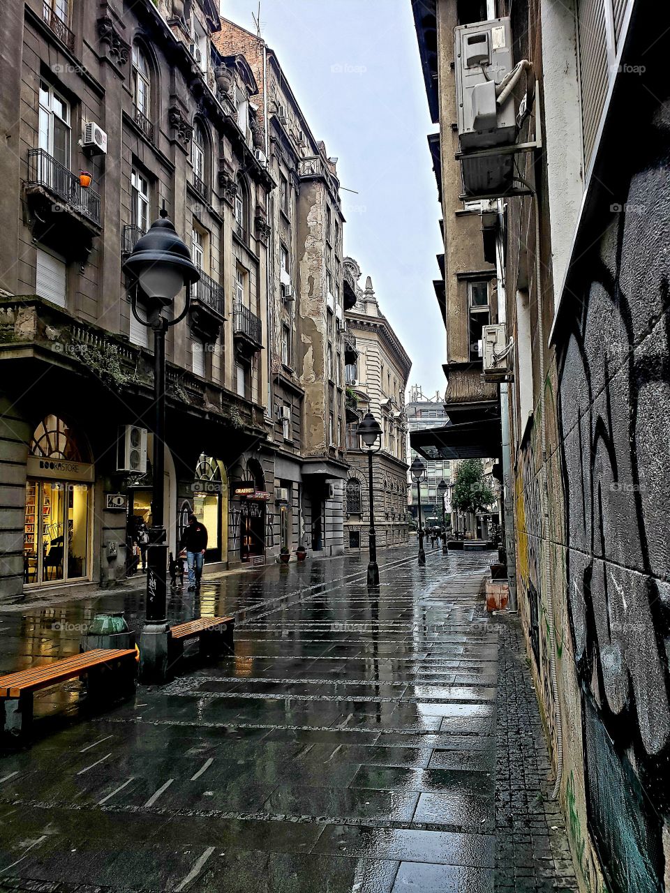 rainy sidewalk
