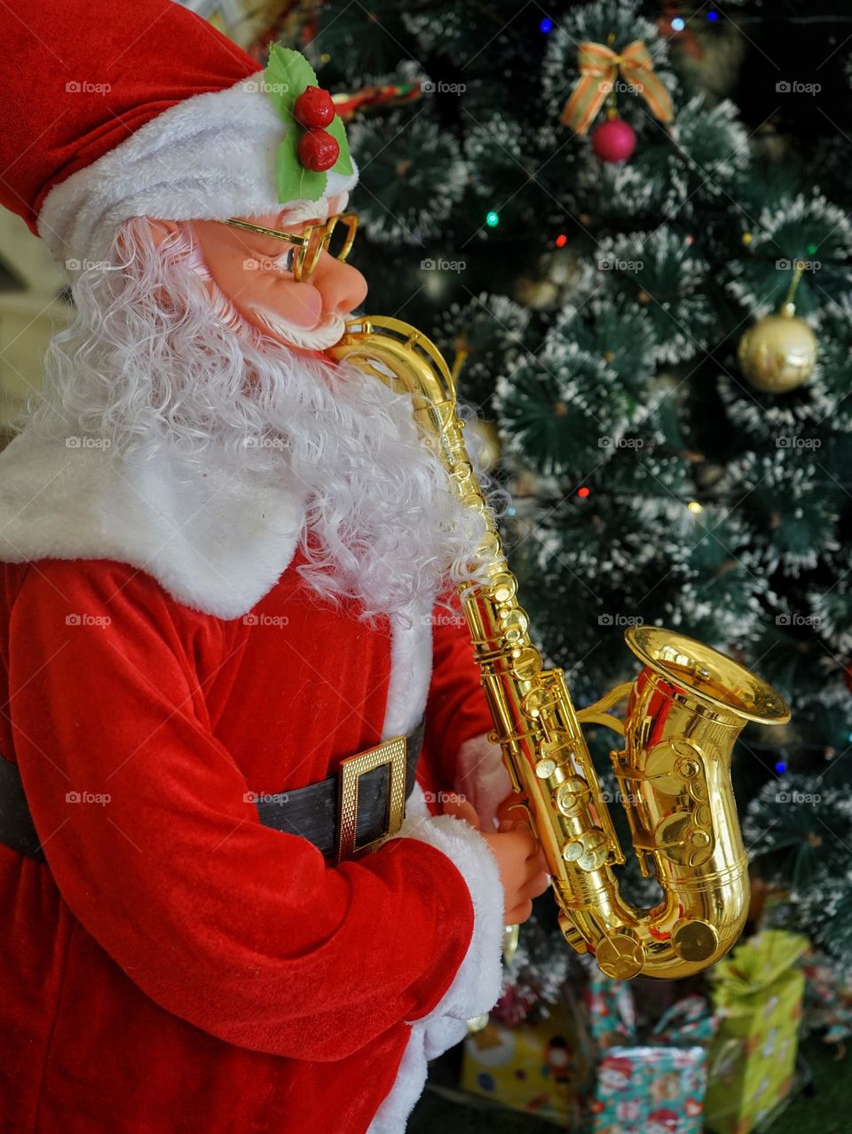 Santa Claus is a figure in various cultures who is depicted as giving gifts to children, especially on Christmas Day.