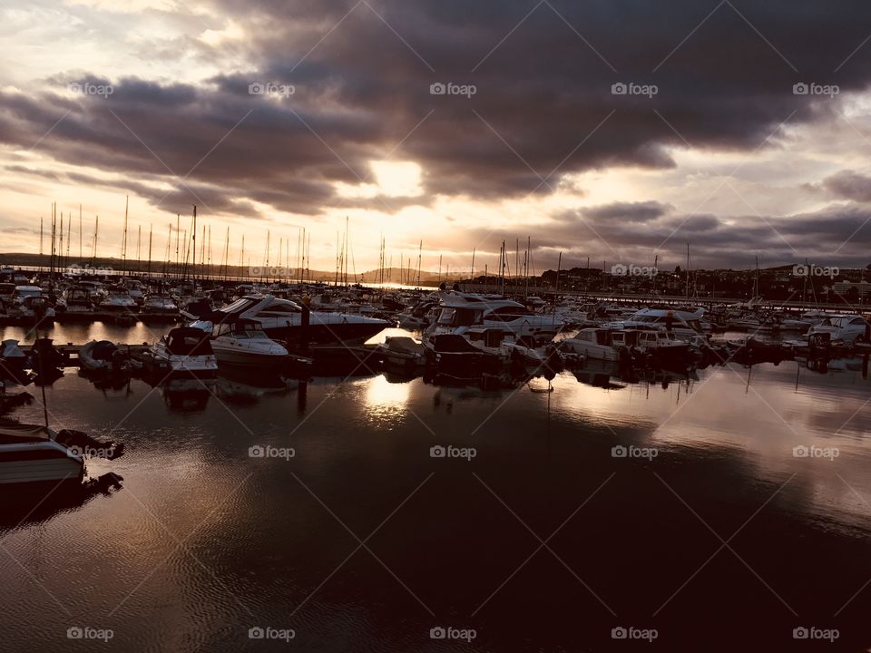 Sun setting on the harbour.