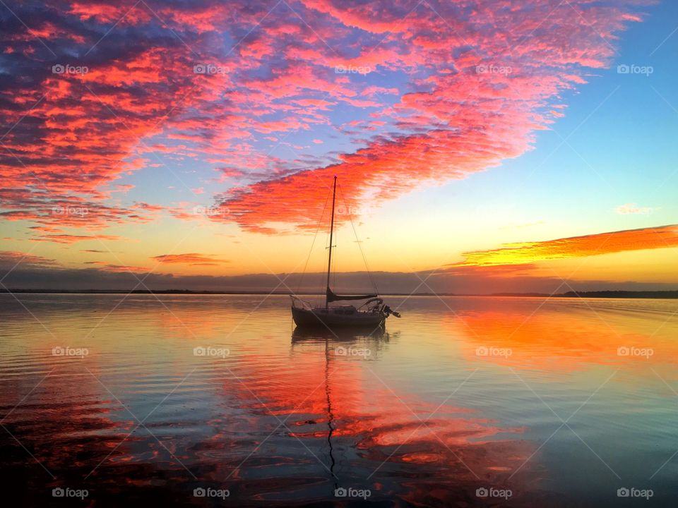 Sunset, Water, Dawn, Evening, Sun