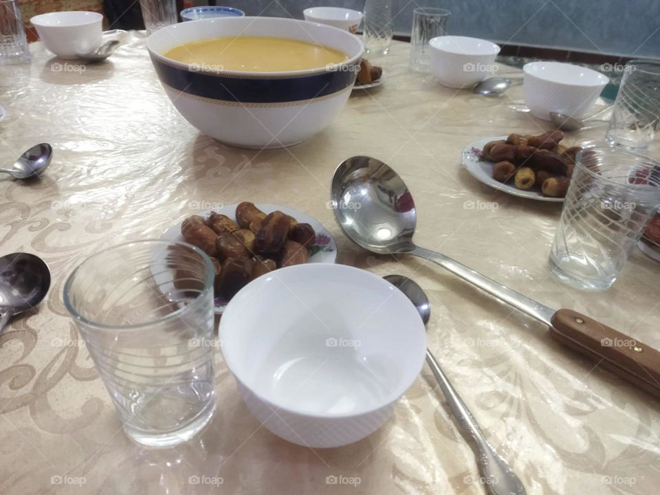 Moroccan table in Ramadan month.