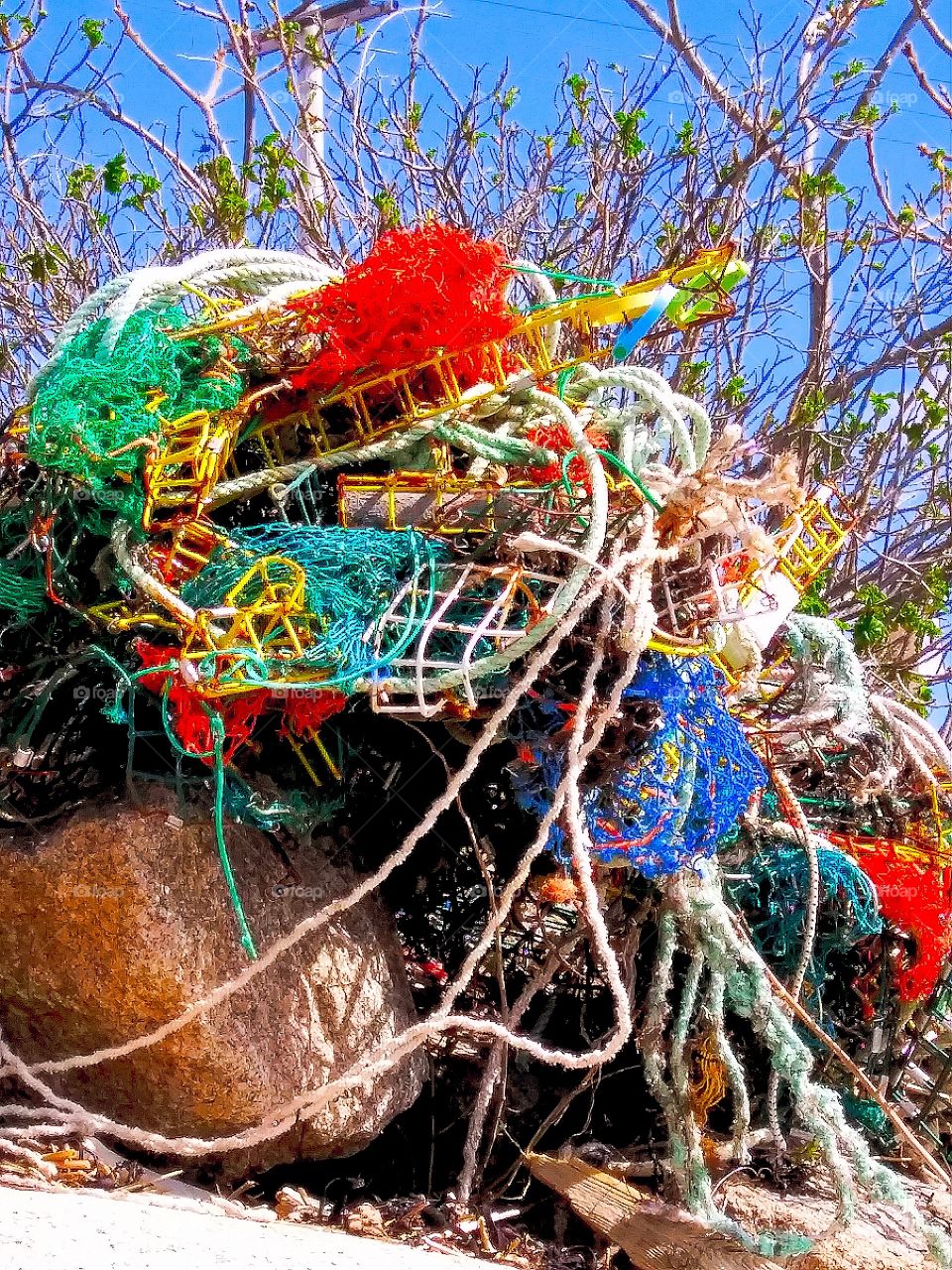 Tangled fishing net