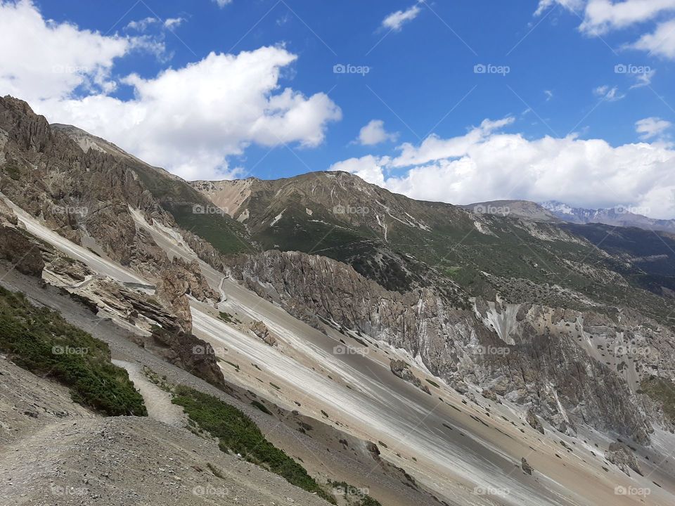 One of the most dangerous trail to Tilicho lake (The highest biggest lake in the world) Manang, Nepal.