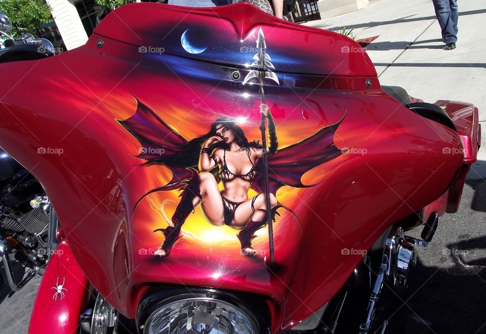 motorcycle custom paint job on front fairing red