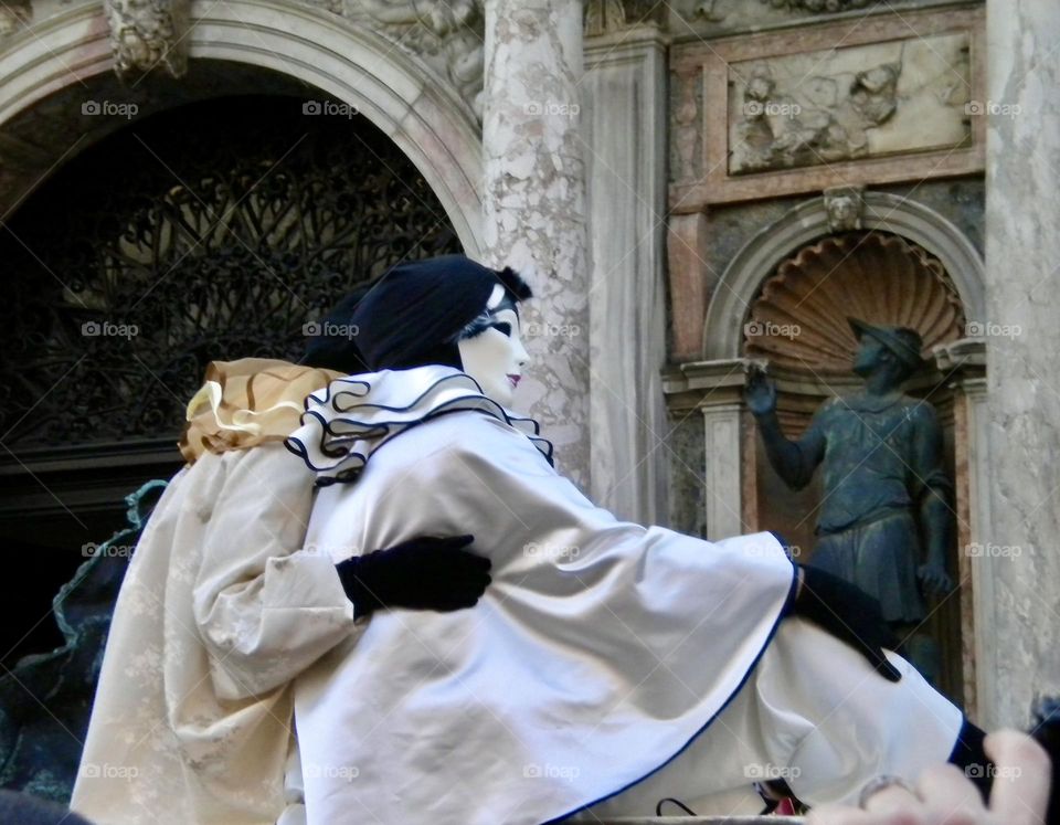 Venetian costume mask Pierrot, Carnival in Venice, masquerade 