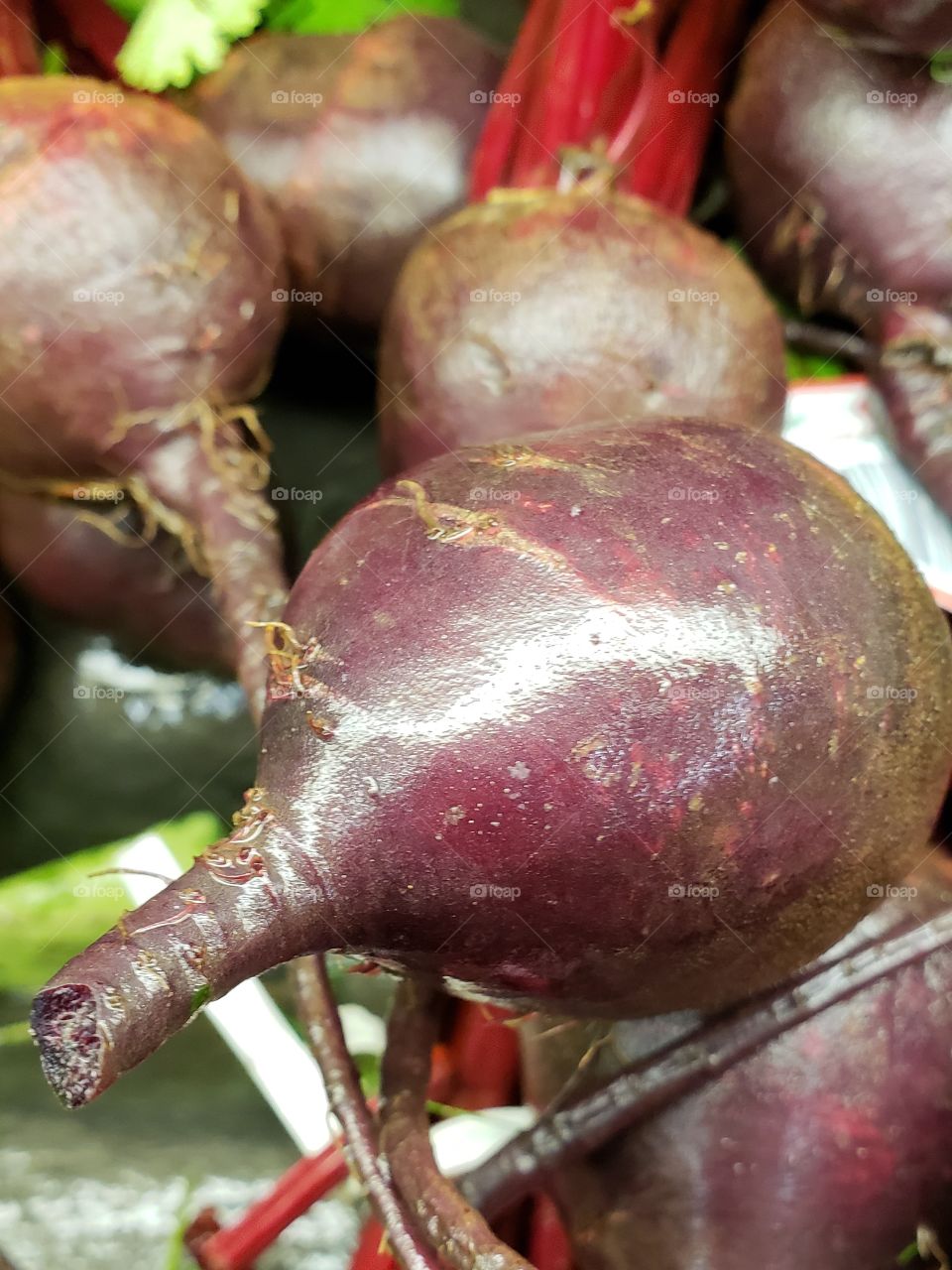 Fine details of texture on big red beats close up