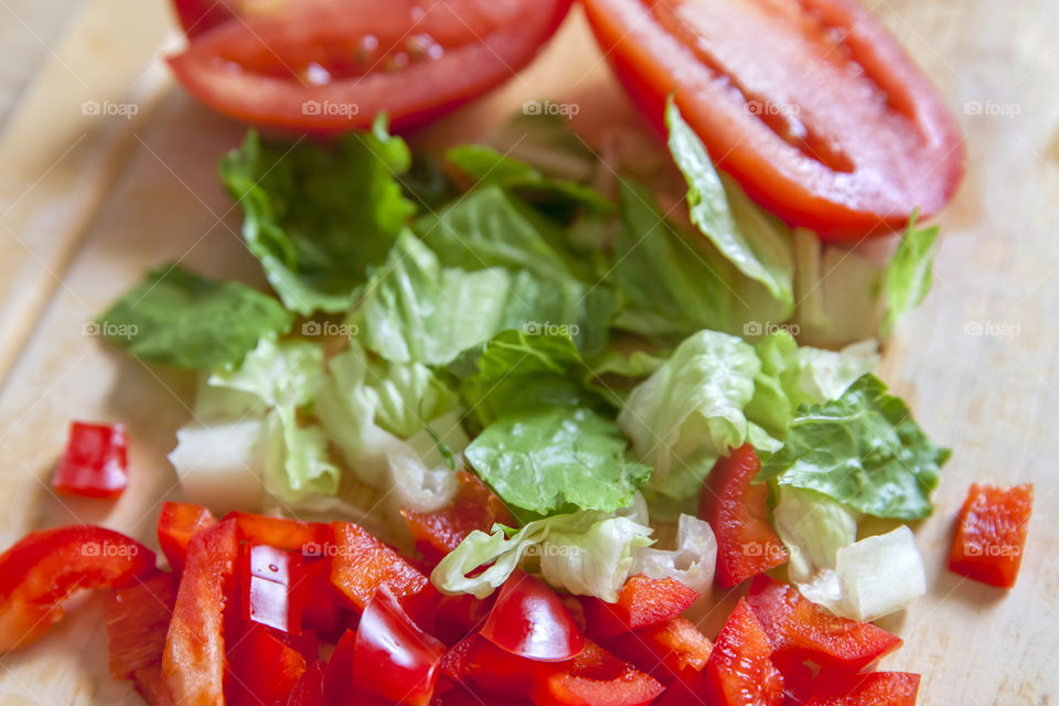 Chopped ingredients for the salad