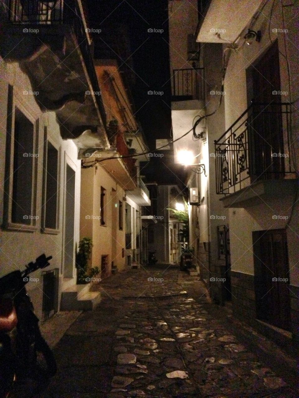 street night balconies houses by jeanello