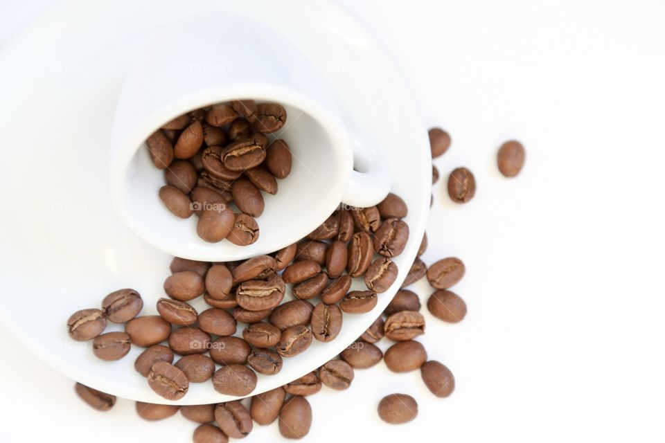 Cup and coffee beans 