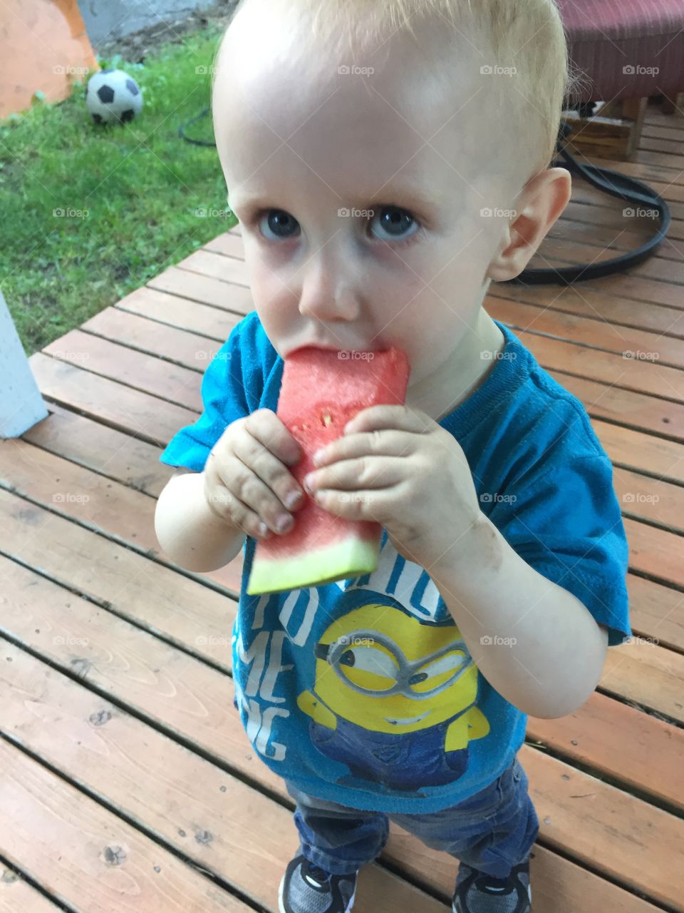 Minion and Watermelon on a warm summers day