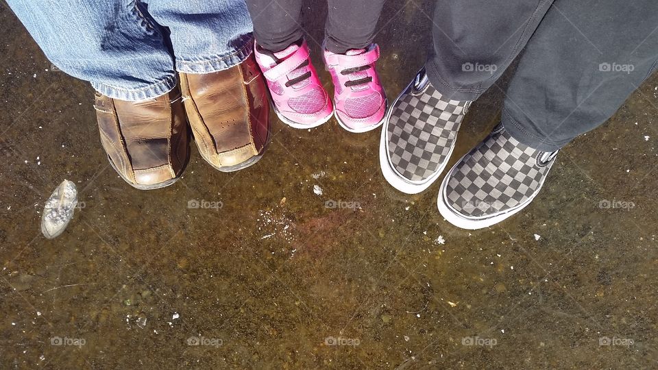 Standing on frozen water