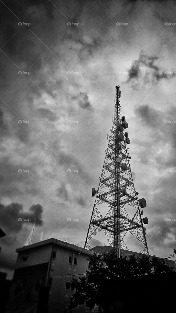 A gloomy day with radio tower