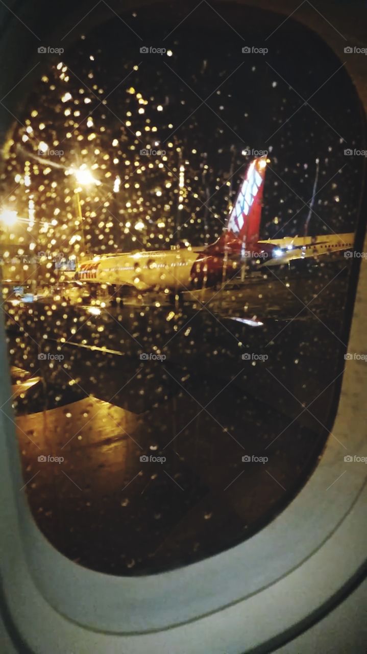 Airplane Window Rainy Day