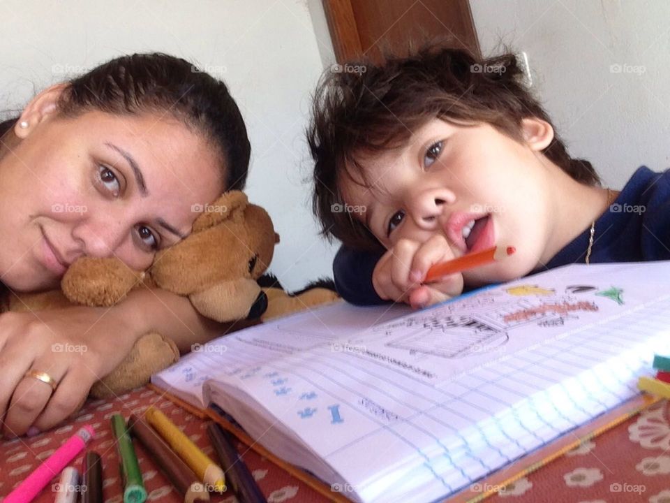 tired mom, monday morning....helping the youngest son on homework
