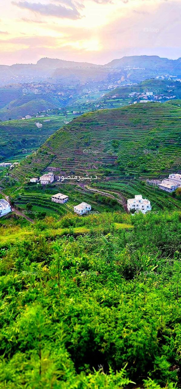 Glory be to God, the magnificent and picturesque view and the natural green trees are a view that is nothing more wonderful than it