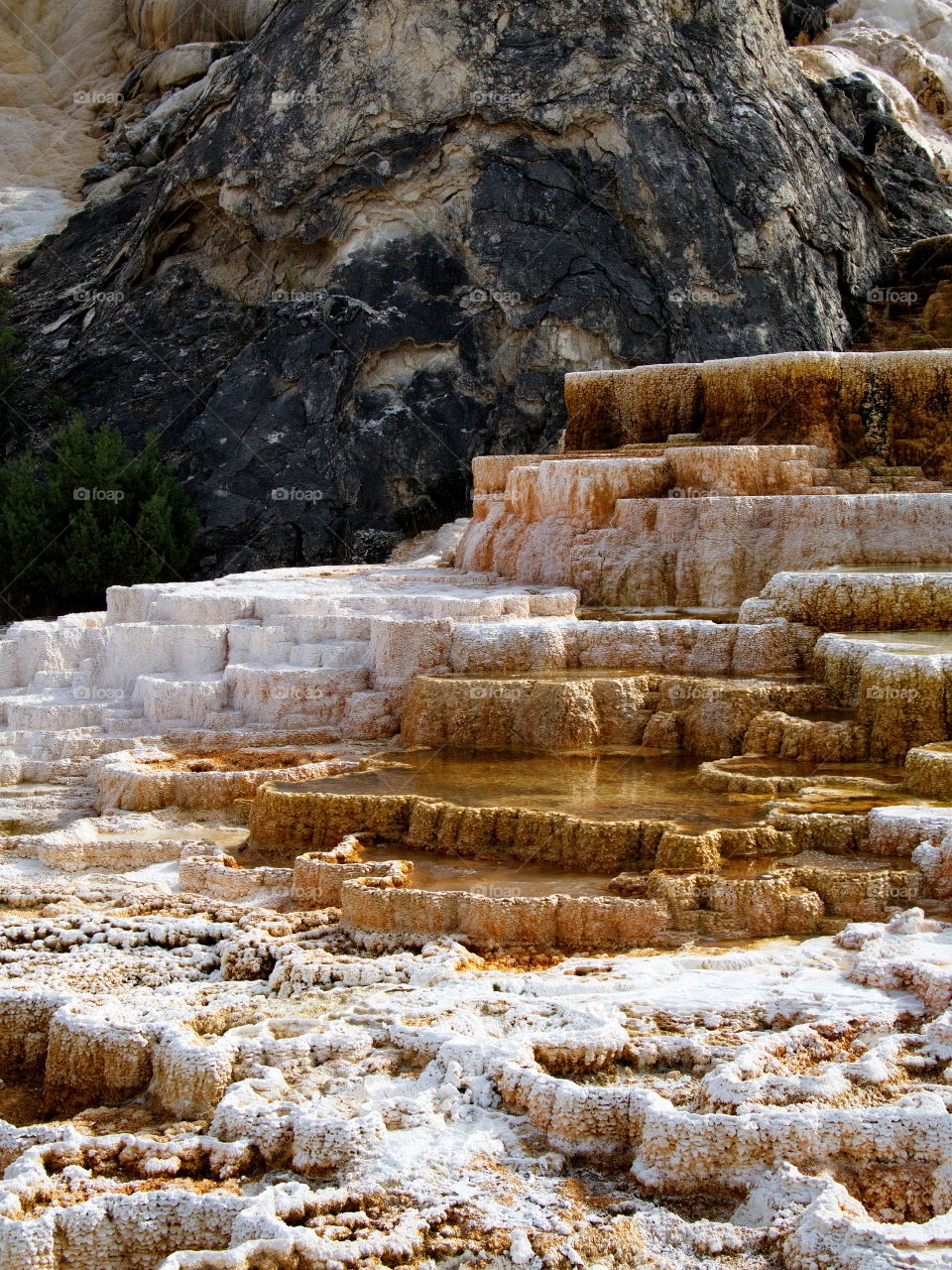 View of rock formation in winter