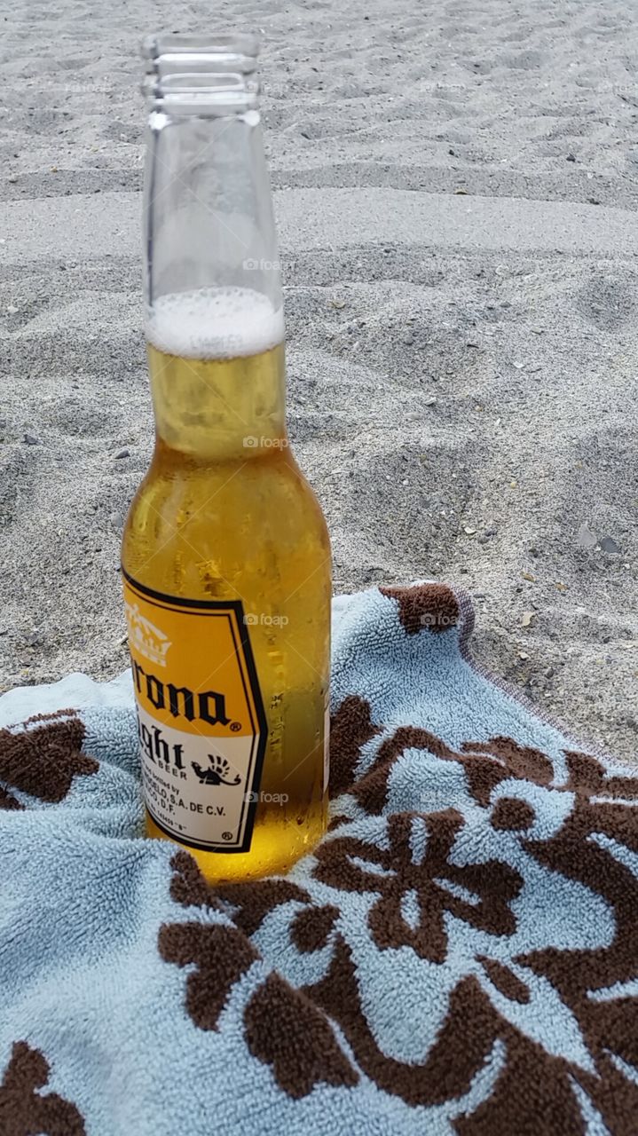 Day at the beach. just a Corona on the beach